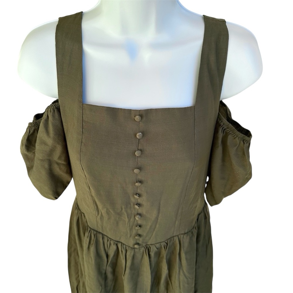 Scarlet Darkness Cold Shoulder Olive Green Maxi Dress - Picture 5 of 12